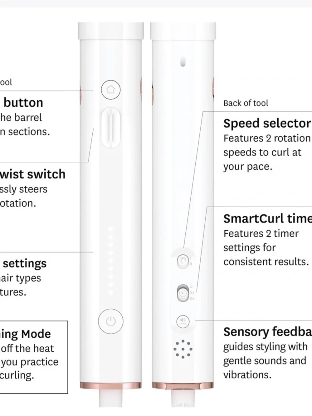 T3 CurlWrap Automatic Curling Wand - White with Rose Gold Trim